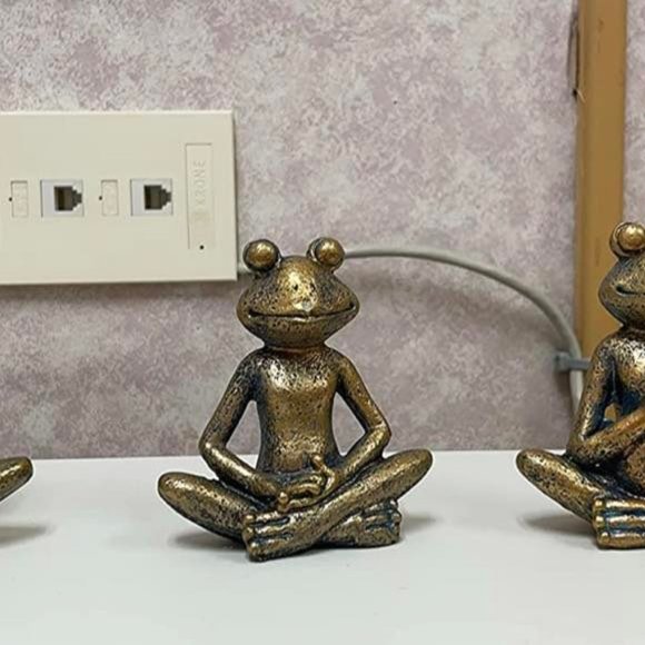 Set of 3 Frog Figurines Yoga Zen Decor – Frog Yoga Statues for Home Decor, Yoga - Picture 2 of 3